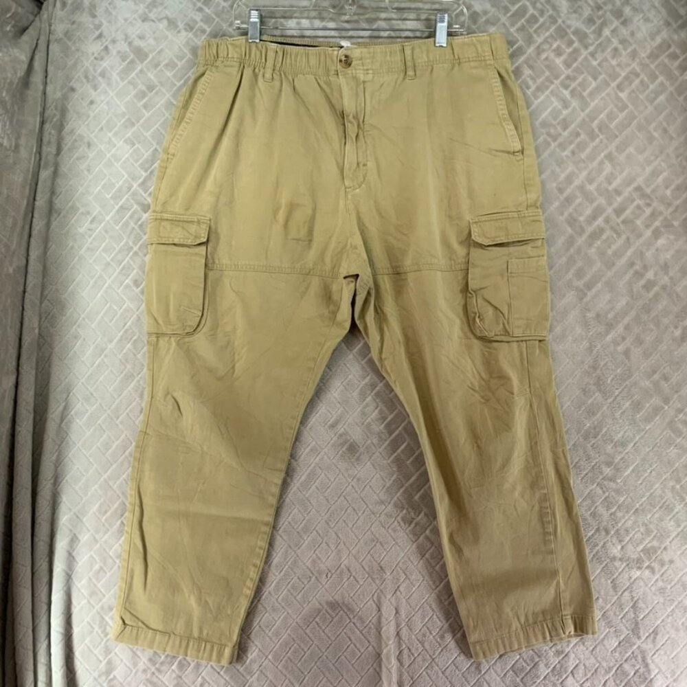 Club Room Cargo Pants Mens XL Tan Beige Tapered Leg Work Wear Stretch Flex